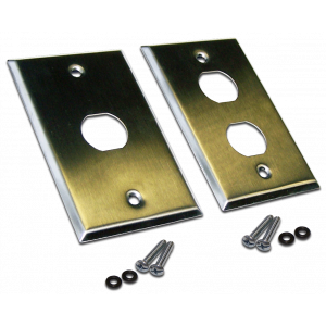 Flash mounting socket faceplate, 1 or 2 sockets, stainless steel